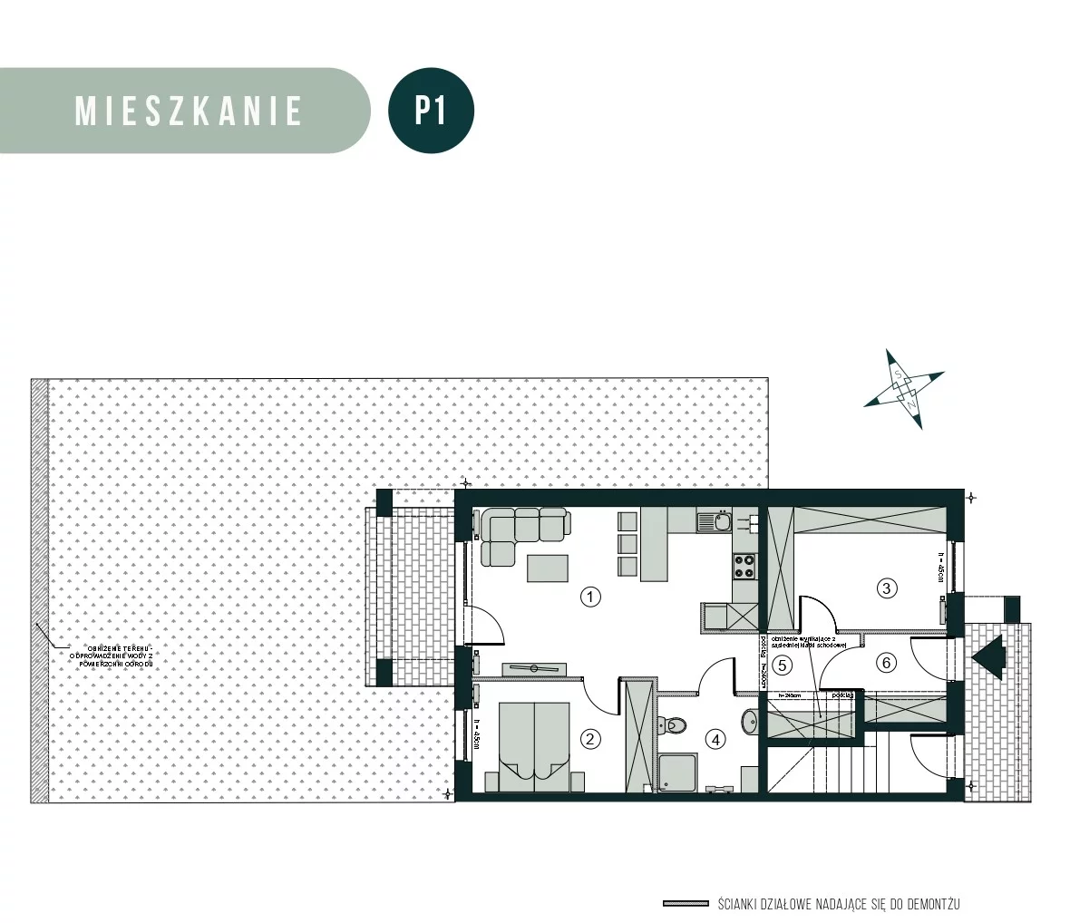 Mieszkanie 60,22 m², parter, oferta nr P1, Aleja Wiśniowa Pogórze, Pogórze, ul. Feliksa Dorsza